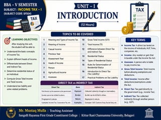 Income Tax–I Unit 1 | Meaning, Types, Residential Status & Tax Liability