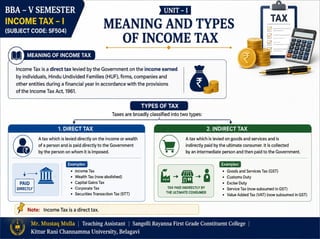 Income Tax–I Unit 1 | Meaning, Types, Residential Status & Tax Liability