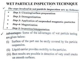 WET PARTICLE INSPECTION TECHNIQUE
 