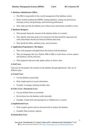 Database Management Systems(DBMS):UNIT-I Introduction to Database(DBMS ...
