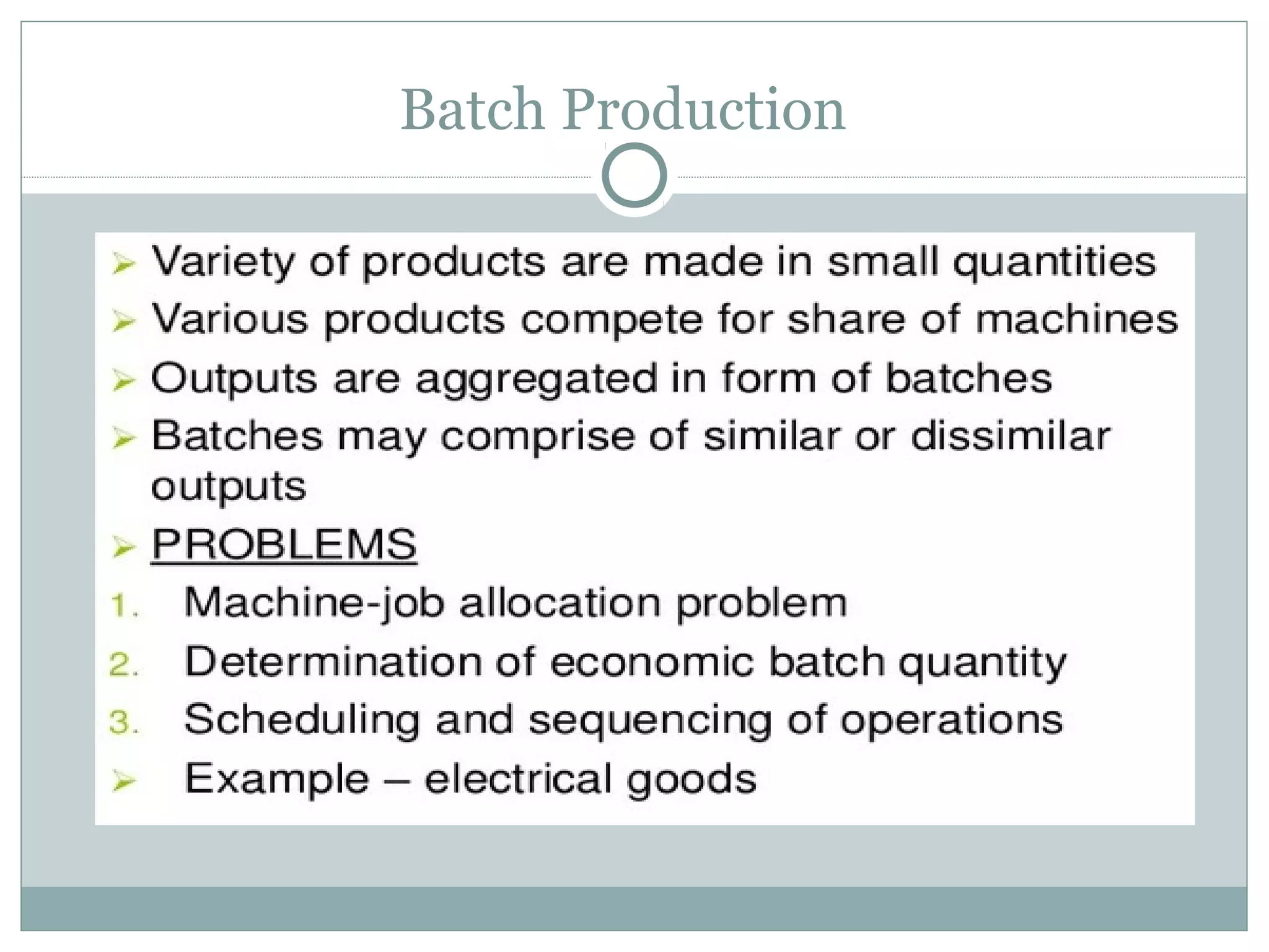 Batch Production
 