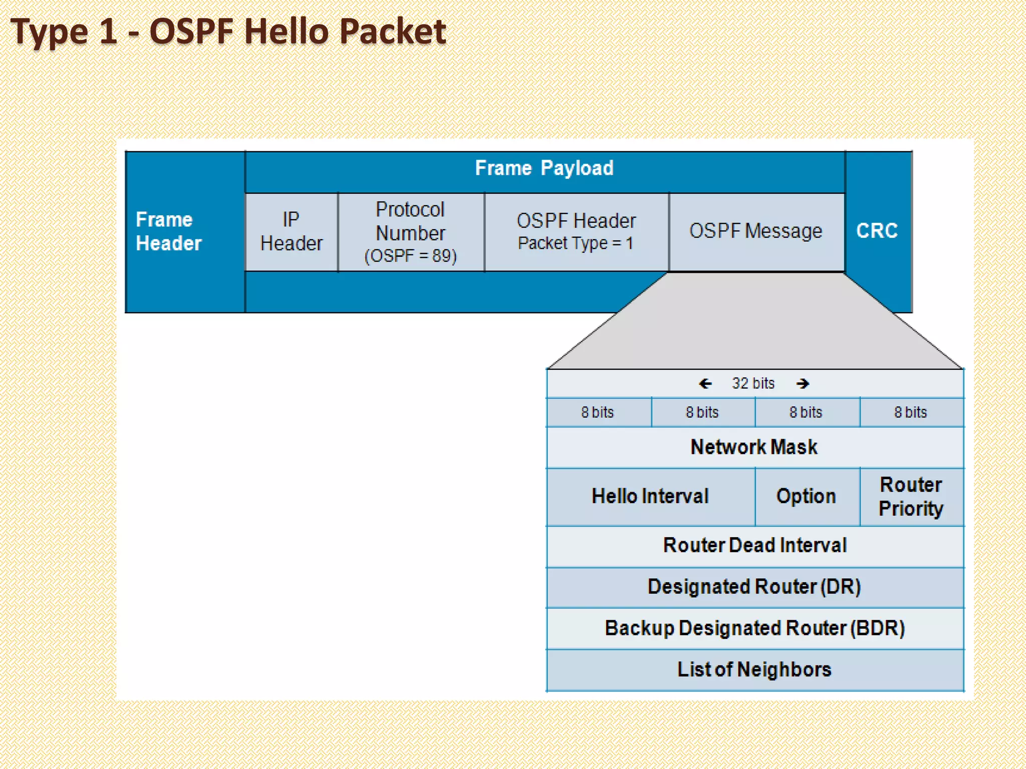 Type 1 - OSPF Hello Packet
 