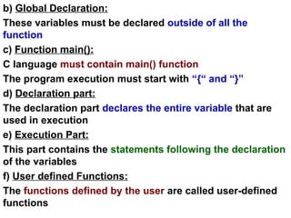 Structure of C programming and format and unformatted function | PPT