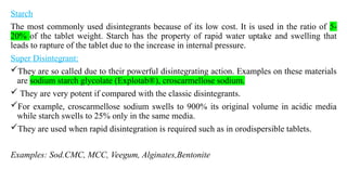 Super Disintegrant Examples Unit -II Tablets.pptx Industrial pharmacy -I | PPTX