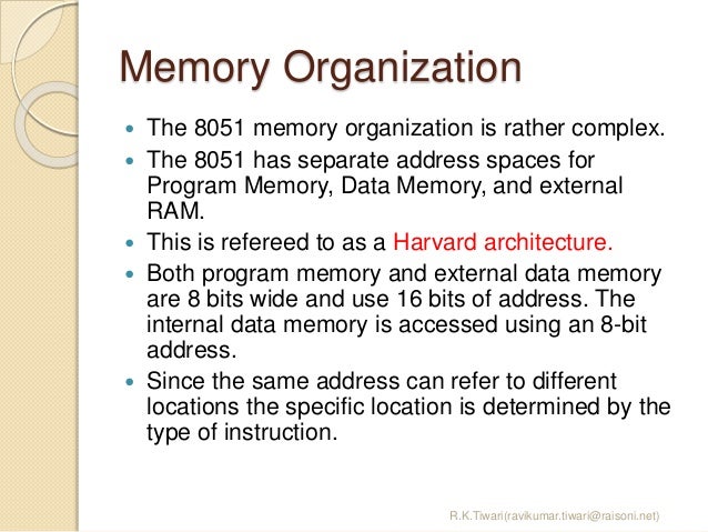 memory organization of 8051 microcontroller pdf