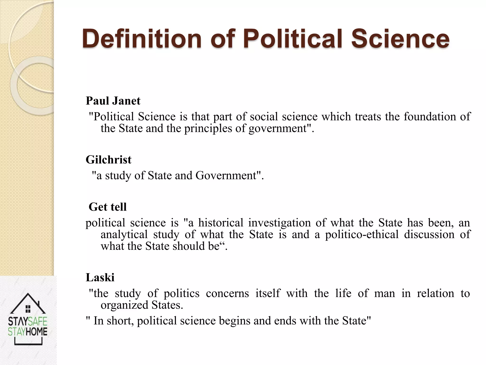 Unit i meaning and definition of political science with modern