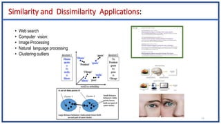Similarity and Dissimilarity Applications:
• Web search
• Computer vision:
• Image Processing
• Natural language processing
• Clustering outliers
13
 