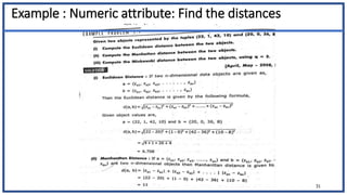 Example : Numeric attribute: Find the distances
31
 