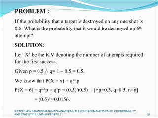 ONE DIMENTIONAL RANDOM VARIABLES FOR ENGINEERING STUDENTS | PPT