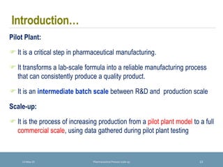Batch Scale Up Unit-I Scale-up pdf.pdf, in chemical and pharmaceutical industries. | PDF