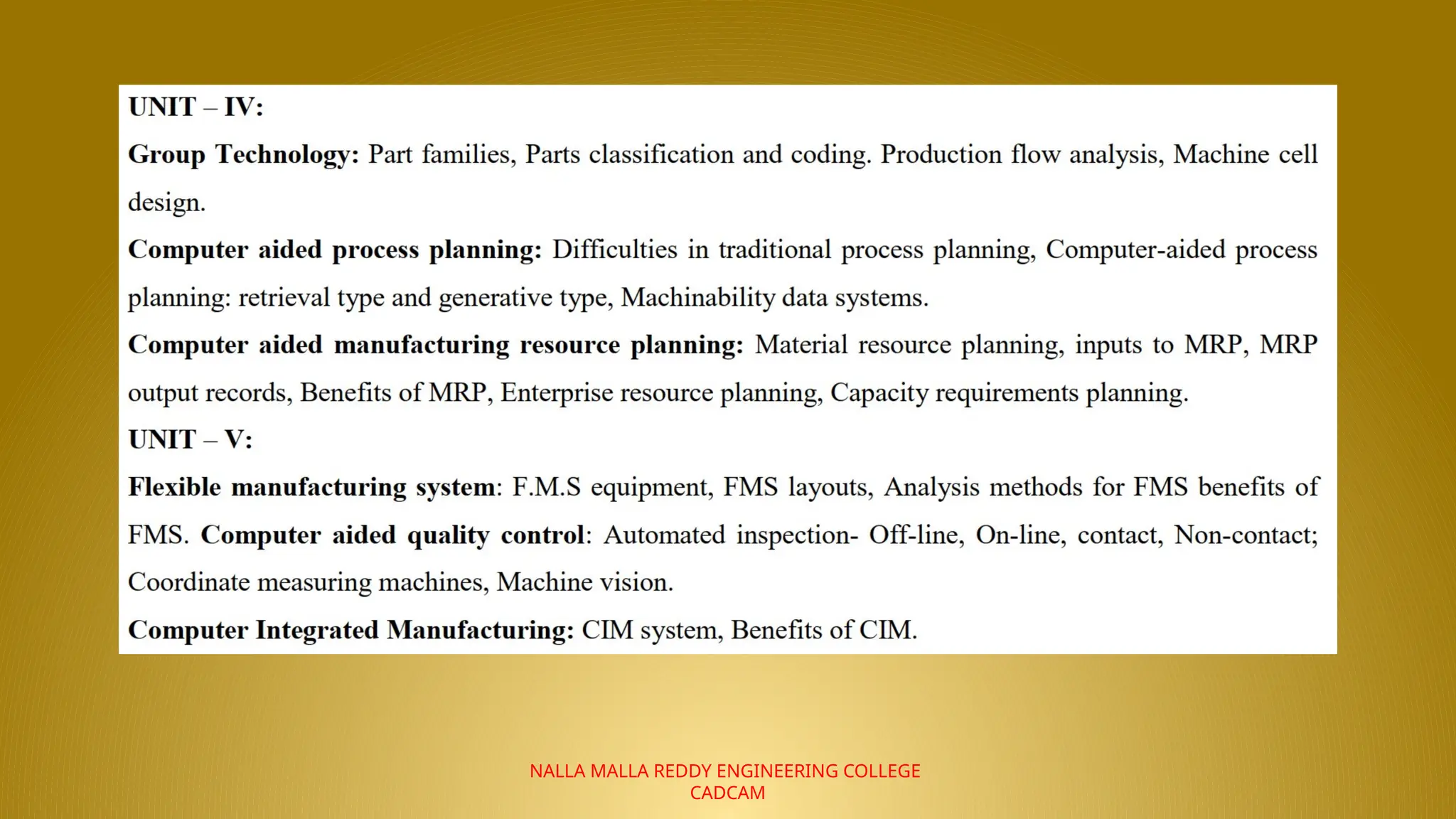 NALLA MALLA REDDY ENGINEERING COLLEGE
CADCAM
 