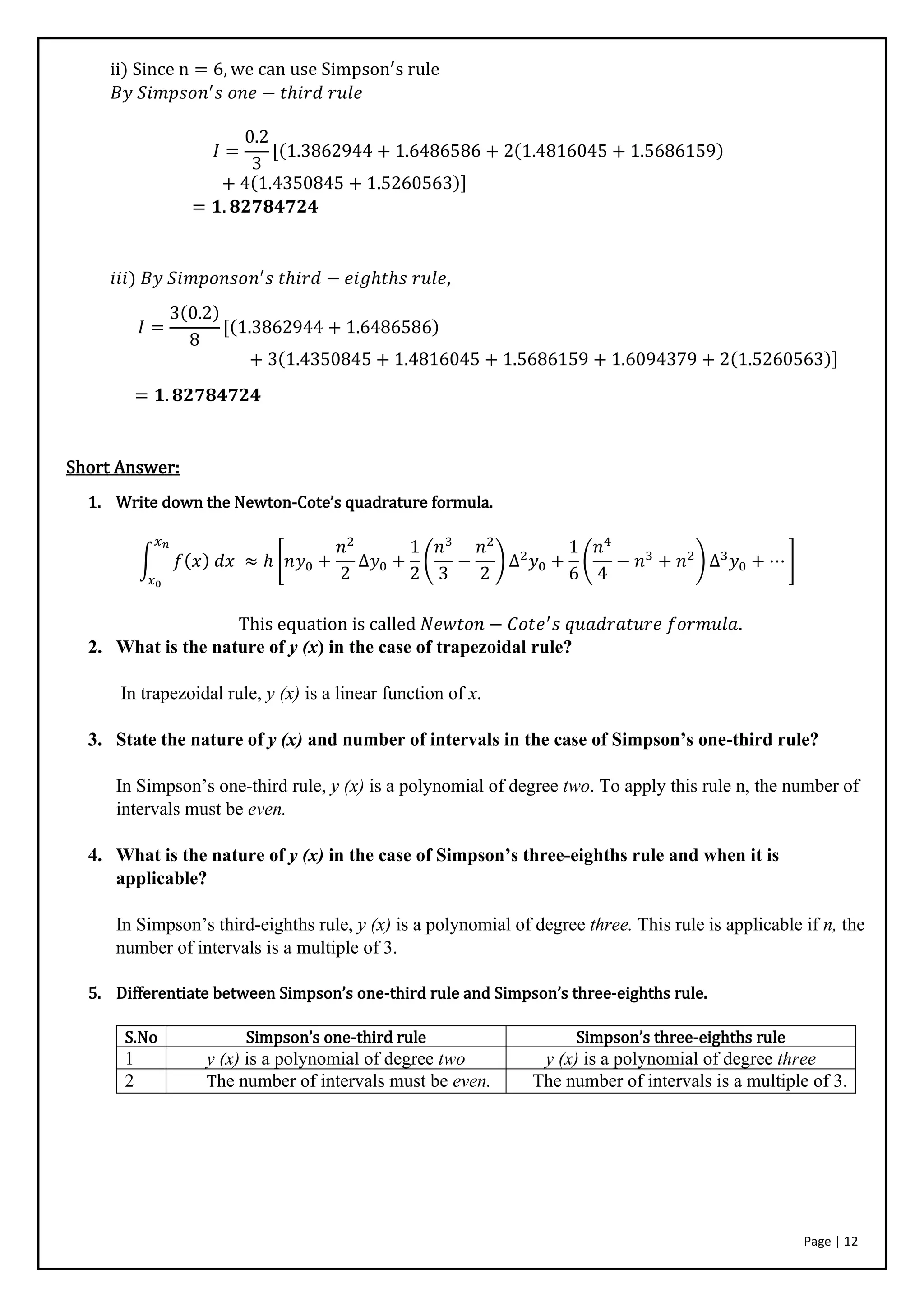 Study Material Numerical Differentiation And Integration Pdf