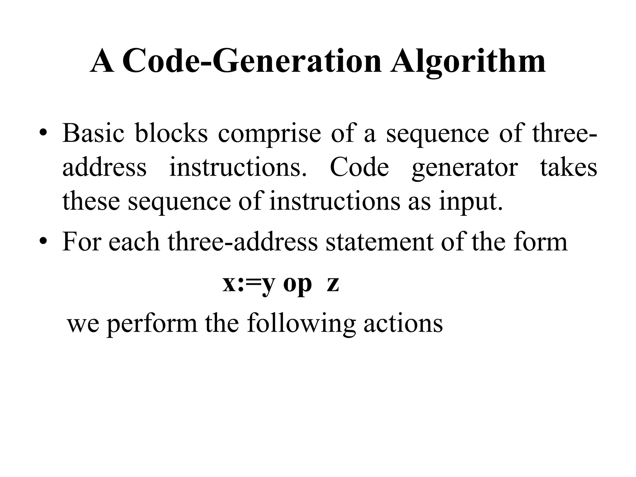 Unit iv(simple code generator) | PPTX