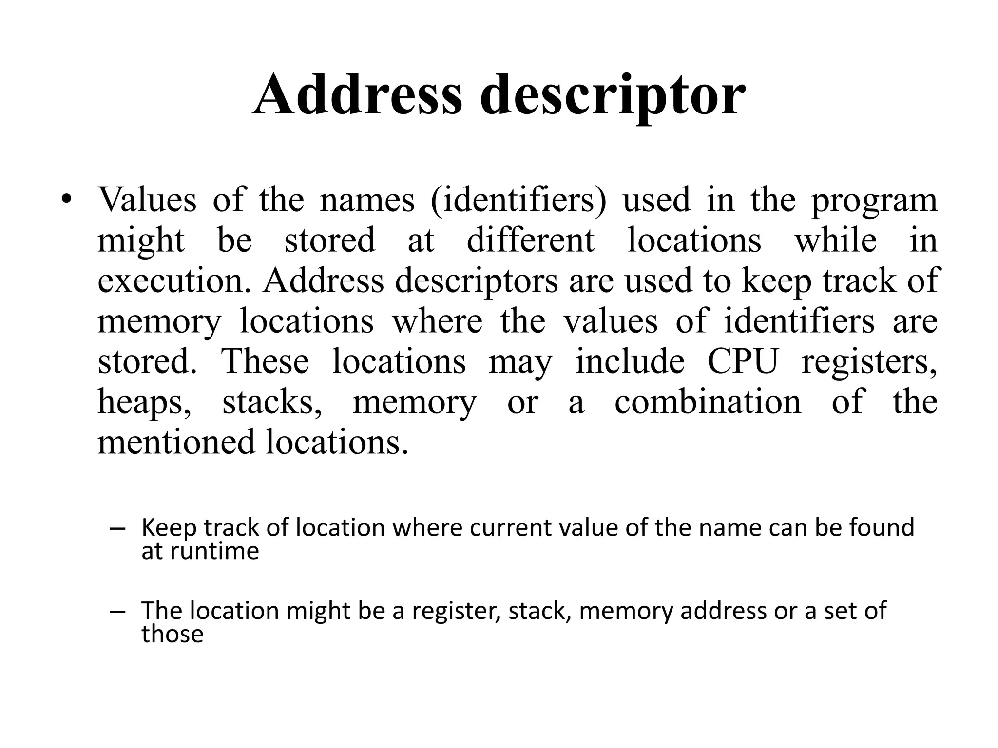 Unit iv(simple code generator) | PPTX