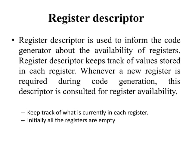 Unit iv(simple code generator) | PPTX