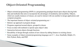 Introduction to OOP object oriented programming | PPTX