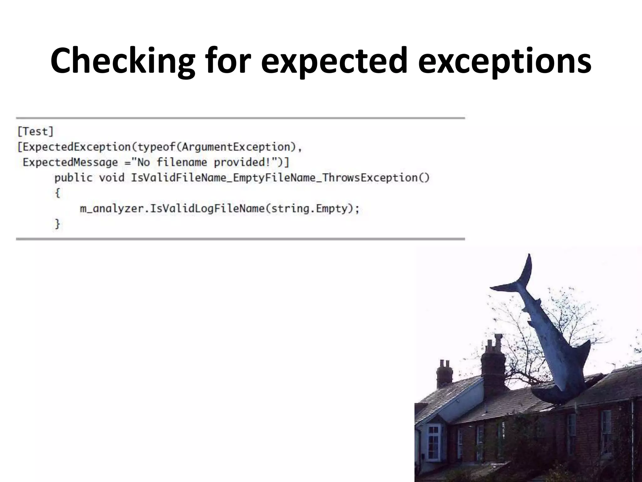 Checking for expected exceptions
 