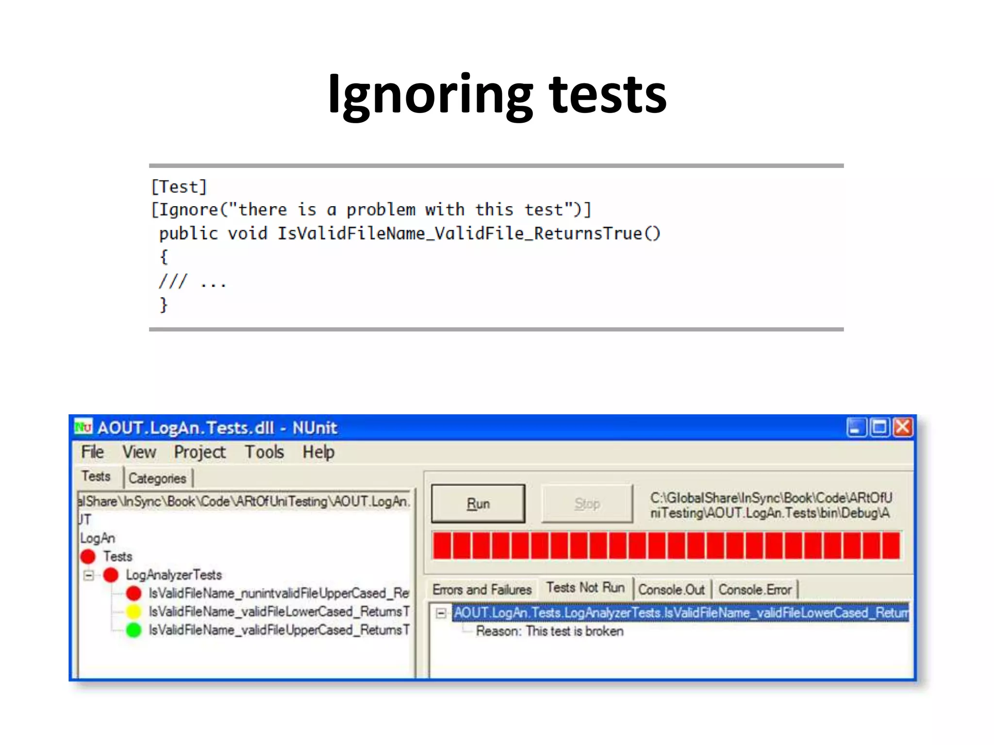 Ignoring tests
 
