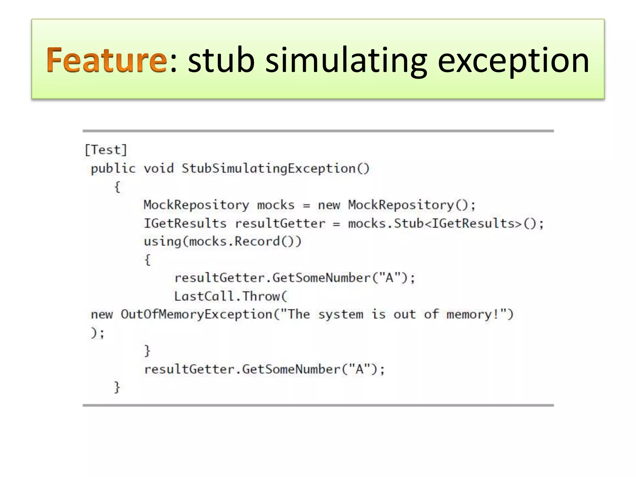 : stub simulating exception
 