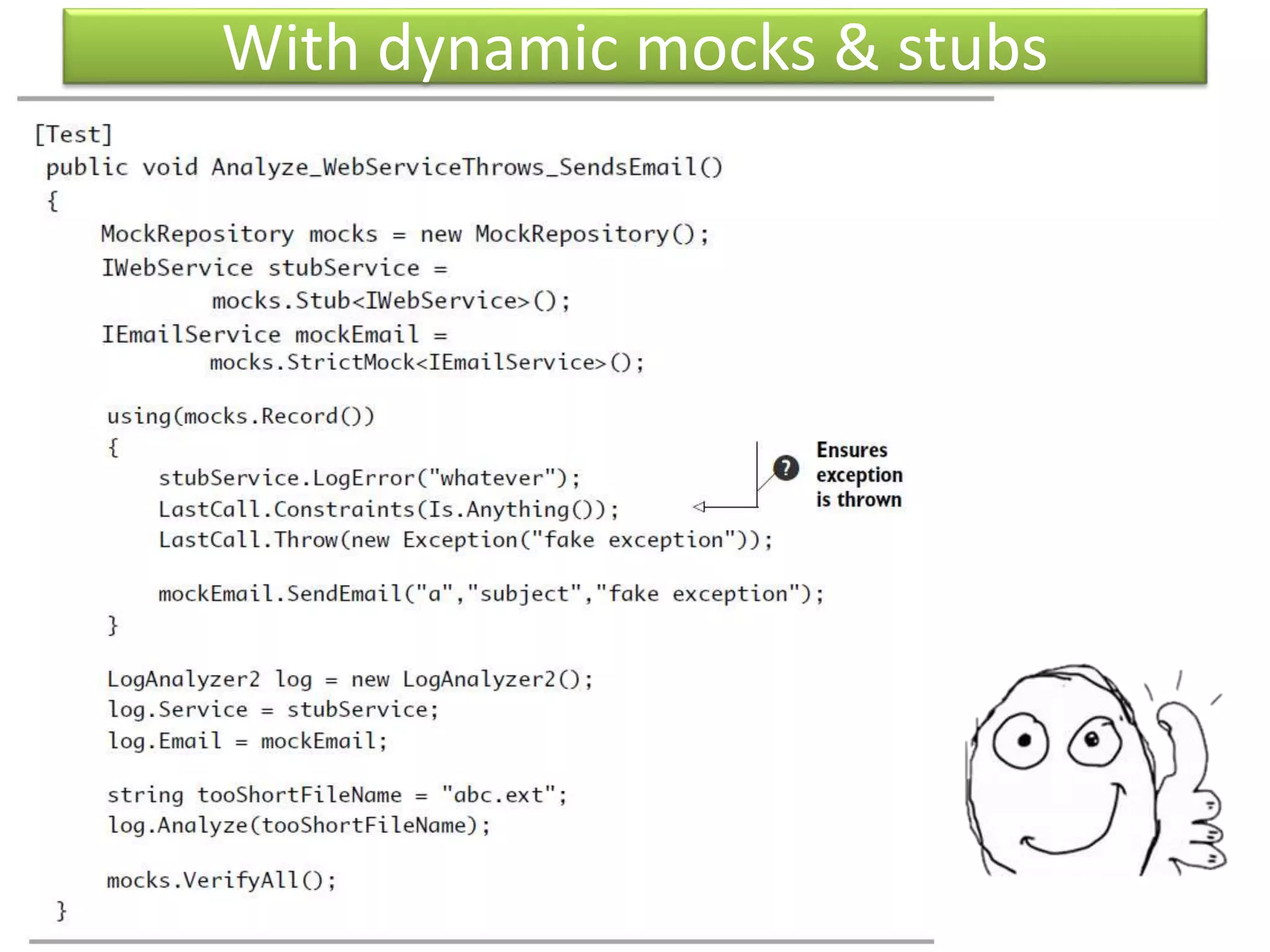 With dynamic mocks & stubs
 