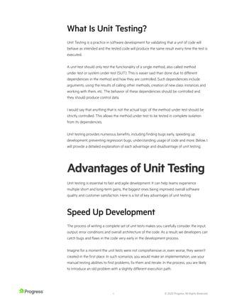 Unit Testing Guide. Helps to understand the basics of unit testing . | PDF