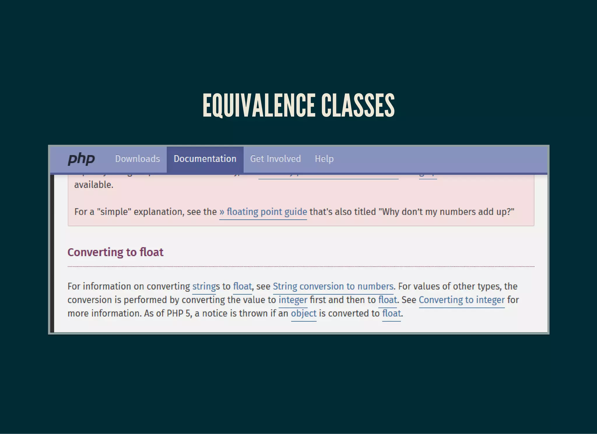 EQUIVALENCE CLASSES
 