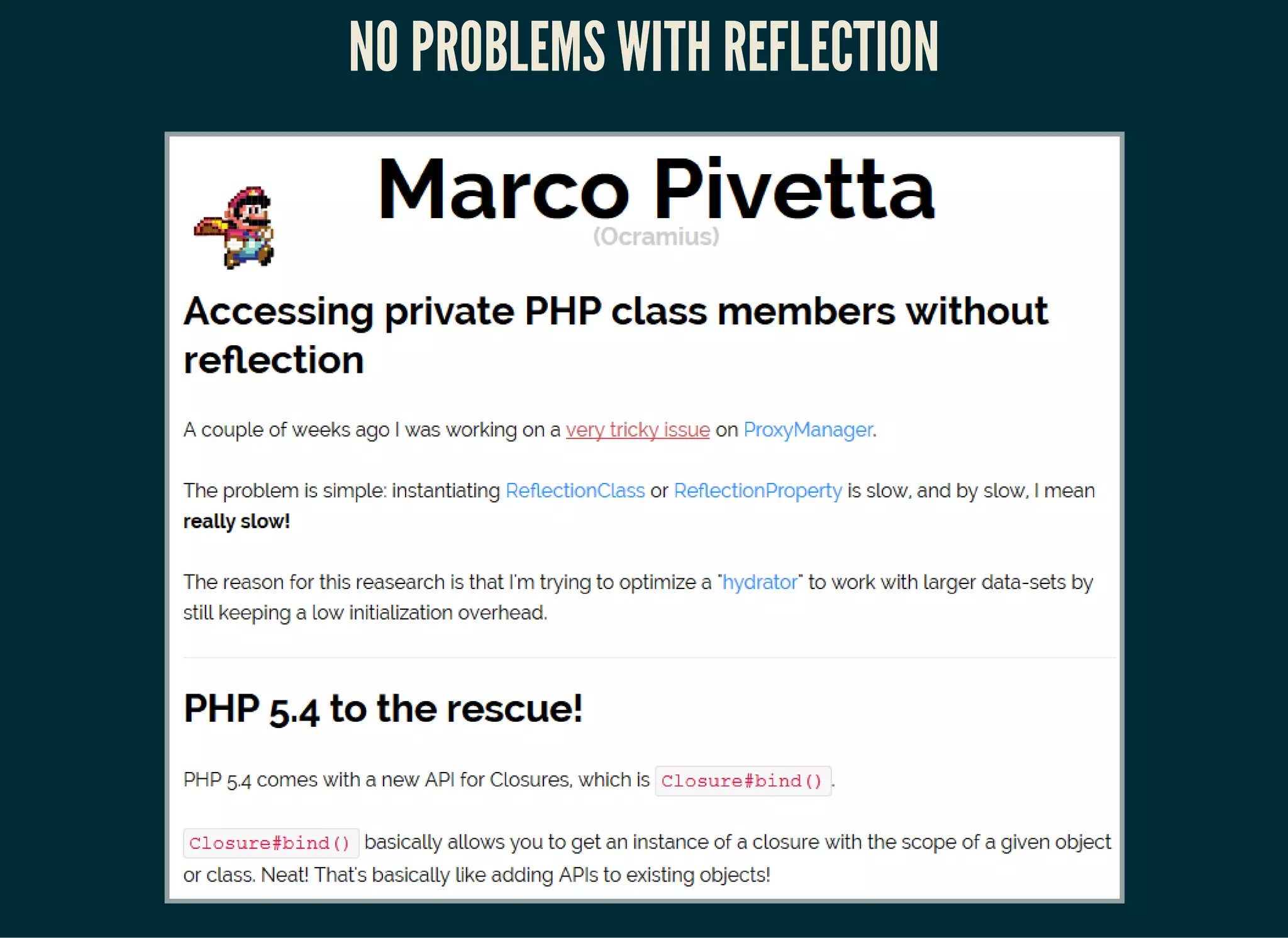 NO PROBLEMS WITH REFLECTION
 