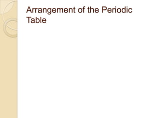 Arrangement of the Periodic
Table
 