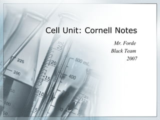 Cell Unit: Cornell Notes Mr. Forde  Black Team  2007 