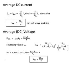 Average DC current
Average (DC) Voltage
 