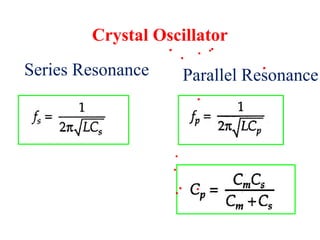 Series Resonance Parallel Resonance
Crystal Oscillator
 