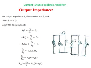 Current- Shunt Feedback Amplifier
Output Impedance:
 
