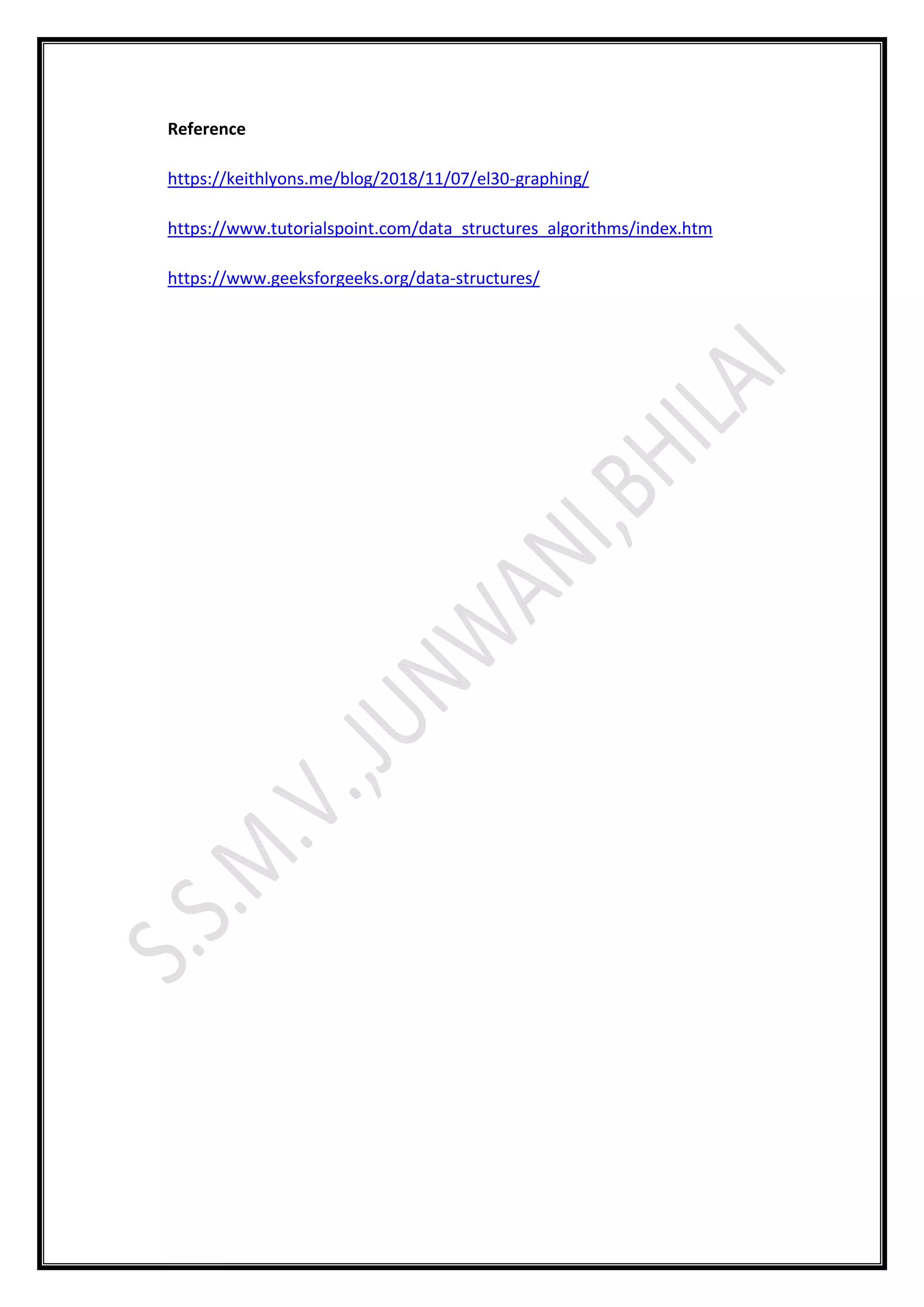 Reference
https://keithlyons.me/blog/2018/11/07/el30-graphing/
https://www.tutorialspoint.com/data_structures_algorithms/index.htm
https://www.geeksforgeeks.org/data-structures/
 