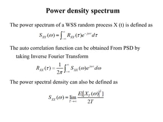 Spectral Characteristics and Power Density Spectrum of Random Processes ...