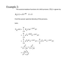 Spectral Characteristics and Power Density Spectrum of Random Processes ...