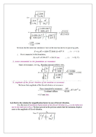 6.(i) Derive the relation for magnification factor in case of forced vibration.
 