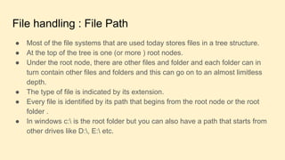 File handling in Python this PPT gives | PDF