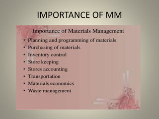 IMPORTANCE OF MM
 
