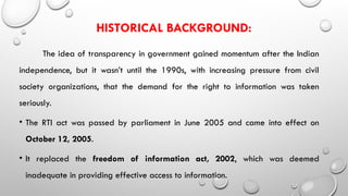 RIGHT TO INFORMATION ACT-2005 AND CPA-2019 | PPTX
