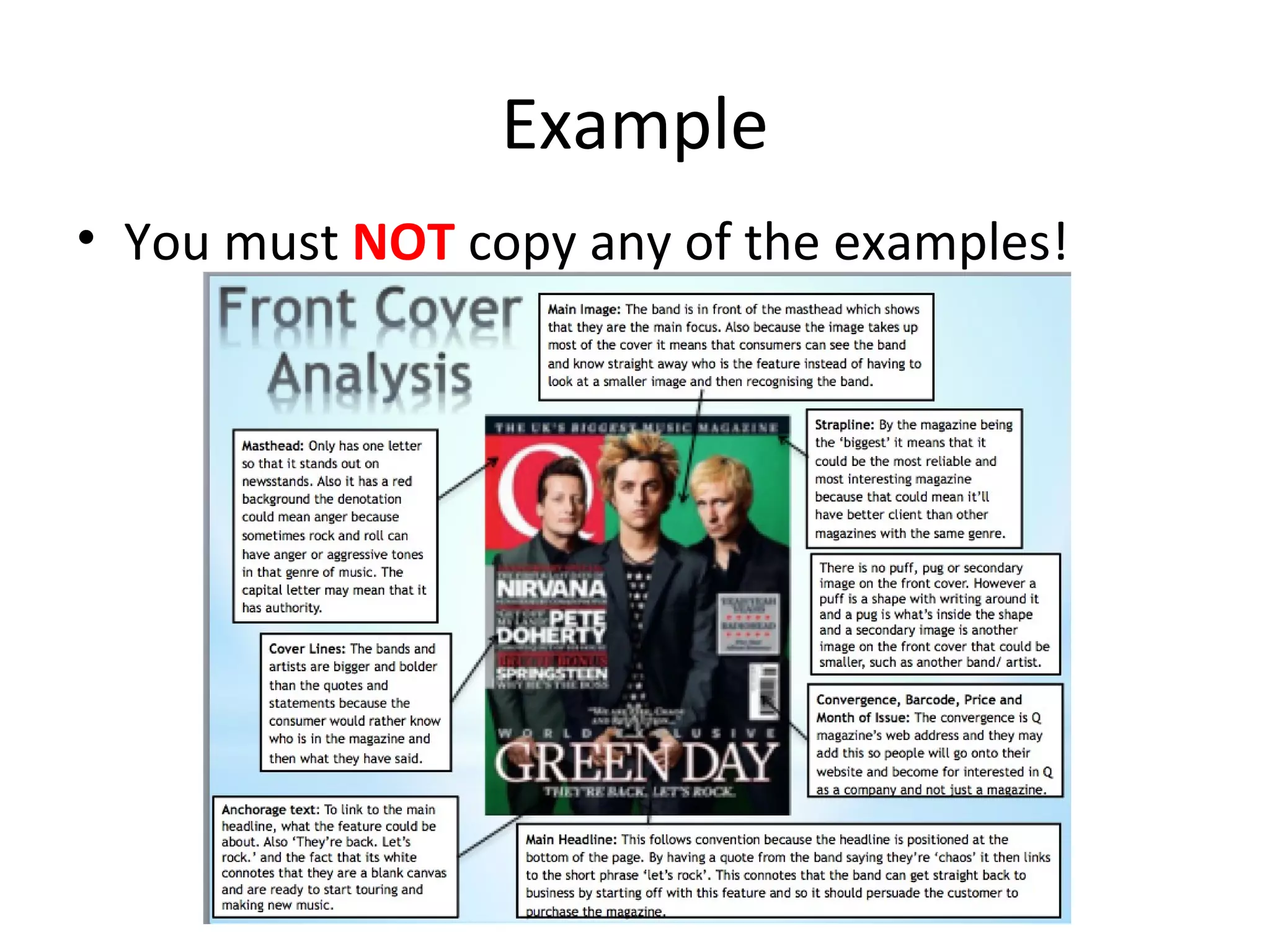 Example
• You must NOT copy any of the examples!
 
