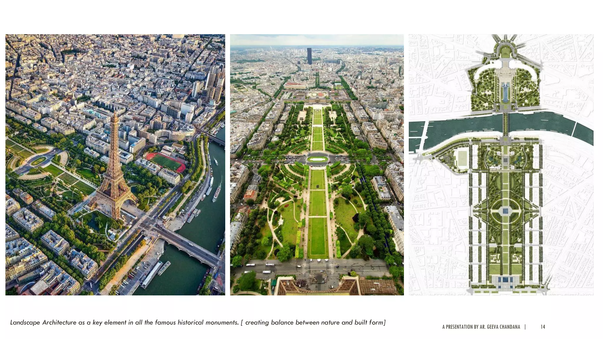 A PRESENTATION BY AR. GEEVA CHANDANA | 14
Landscape Architecture as a key element in all the famous historical monuments. [ creating balance between nature and built form]
 