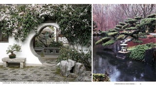 A PRESENTATION BY AR. GEEVA CHANDANA | 18
Landscape Architecture to reflect culture and traditions in Chinese and Japanese Gardens.
 