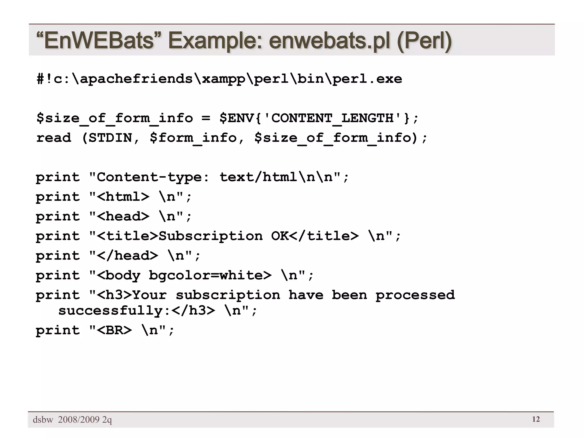 [DSBW Spring 2009] Unit 02: Web Technologies (2/2)
