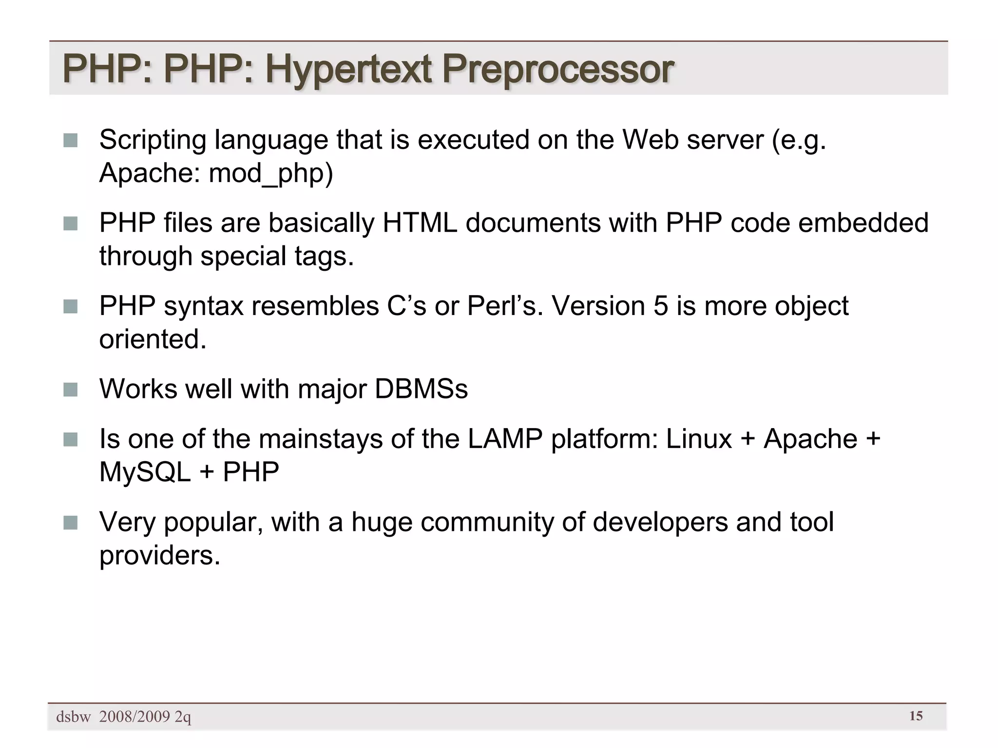 [DSBW Spring 2009] Unit 02: Web Technologies (2/2)
