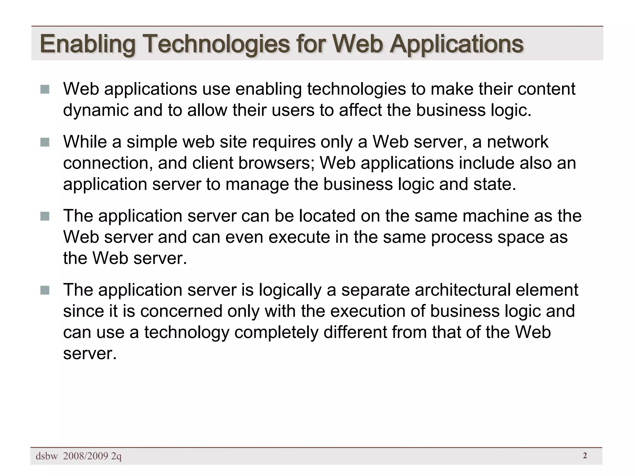 [DSBW Spring 2009] Unit 02: Web Technologies (2/2)