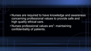 value set of nursing ethics Unit 2 Bsn generic | PDF