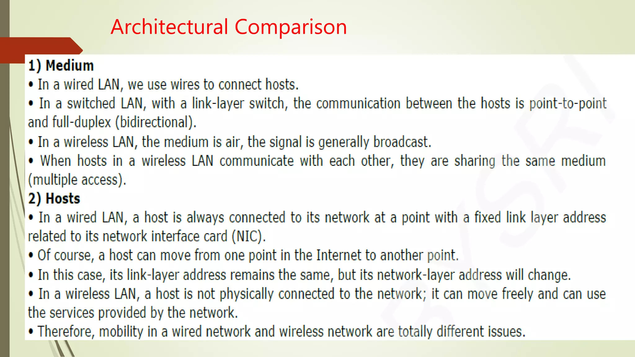 Architectural Comparison
 
