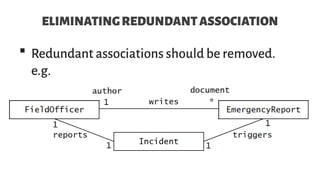 ELIMINATINGREDUNDANTASSOCIATION
 Redundant associations should be removed.
e.g.
 