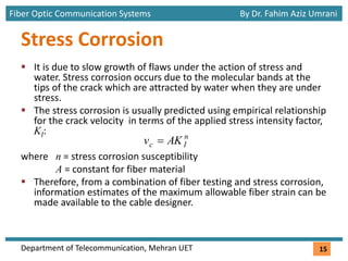 Fiber Optic Communication Systems By Dr. Fahim Aziz Umrani
Department of Telecommunication, Mehran UET
Stress Corrosion
 ...