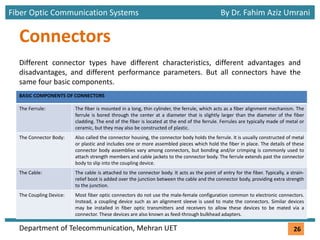Fiber Optic Communication Systems By Dr. Fahim Aziz Umrani
Department of Telecommunication, Mehran UET
Connectors
Differen...